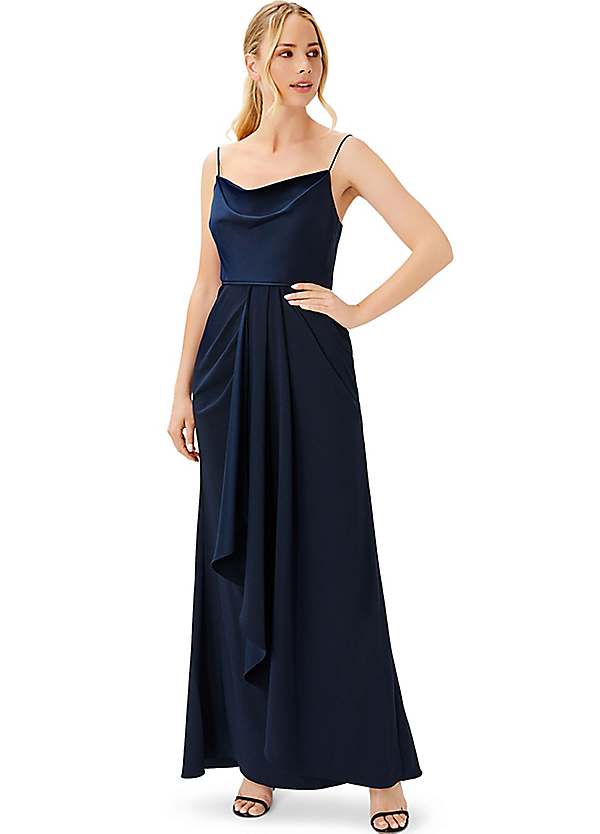 Adrianna Papell Satin Crepe Cowl Neck Gown