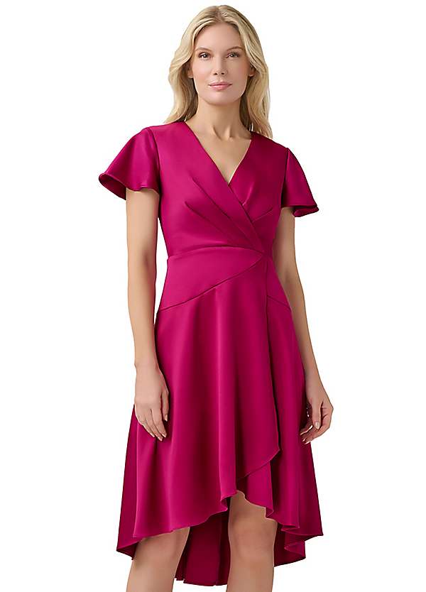 Adrianna Papell Satin Crepe Draped Wrap Dress