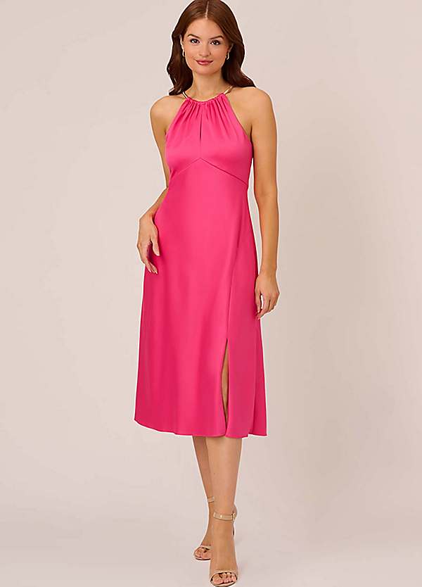 Adrianna Papell Satin Crepe Halter Dress