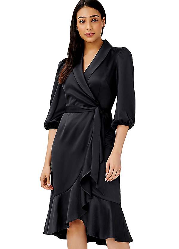 Adrianna Papell Satin Crepe Wrap Dress