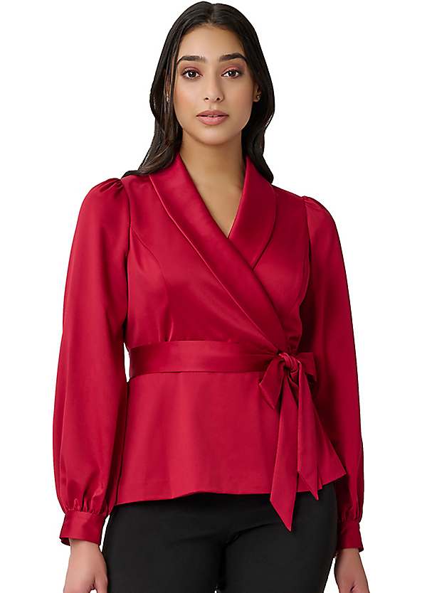 Adrianna Papell Satin Tuxedo Top Kaleidoscope