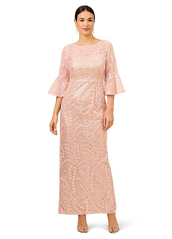 Adrianna Papell Sequin Embroidered Gown