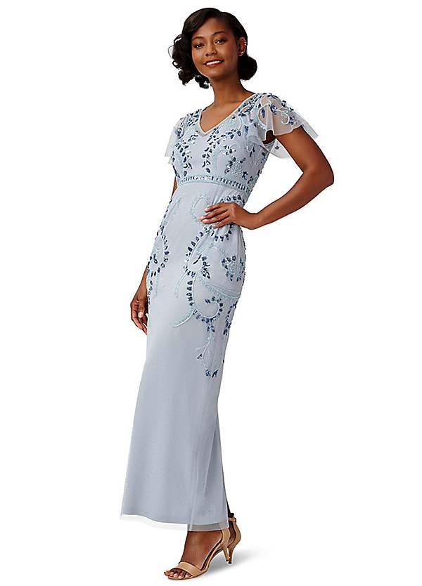 Adrianna papell shop blue beaded dress