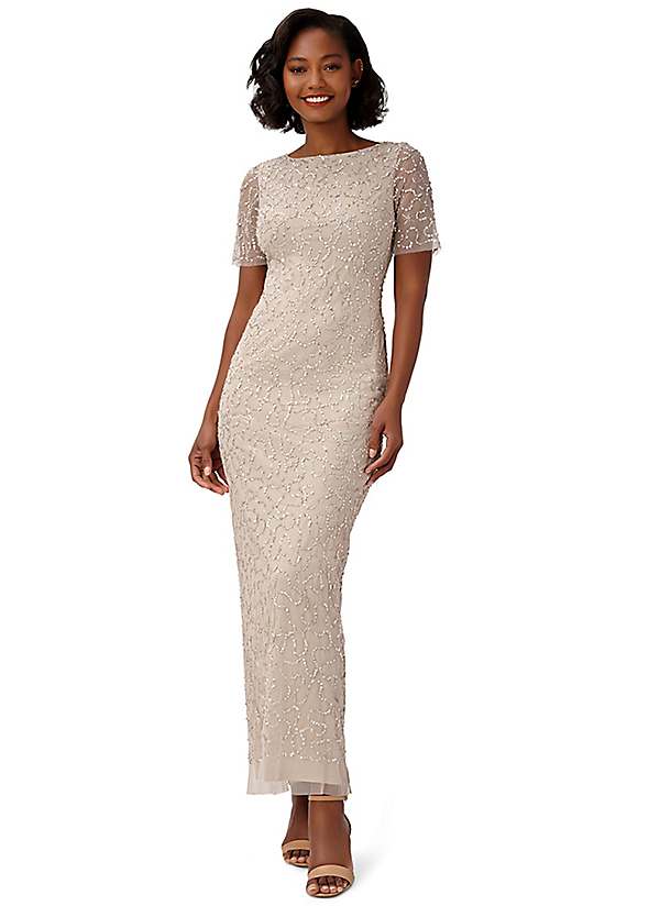 Adrianna Papell Studio Beaded Long Sleeve Dress