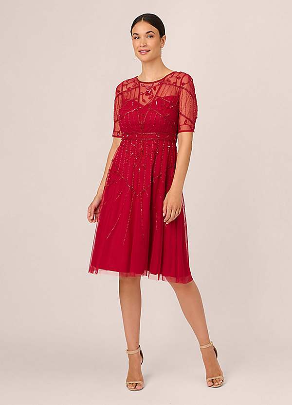 Adrianna Papell Studio Beaded Midi Dress