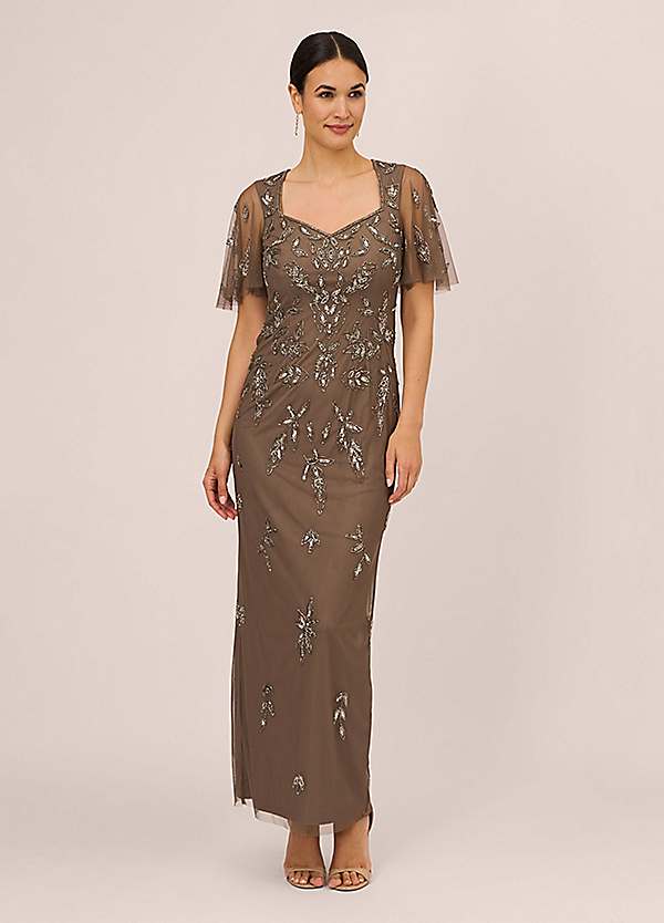 Adrianna Papell Studio Beaded Sweetheart Column Gown