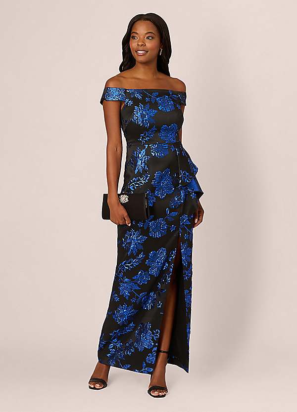【新品】AP STUDIO Vintage Off Shoulder P/O Adrianna Papell Studio Off The Shoulder Draped Gown | Kaleidoscope