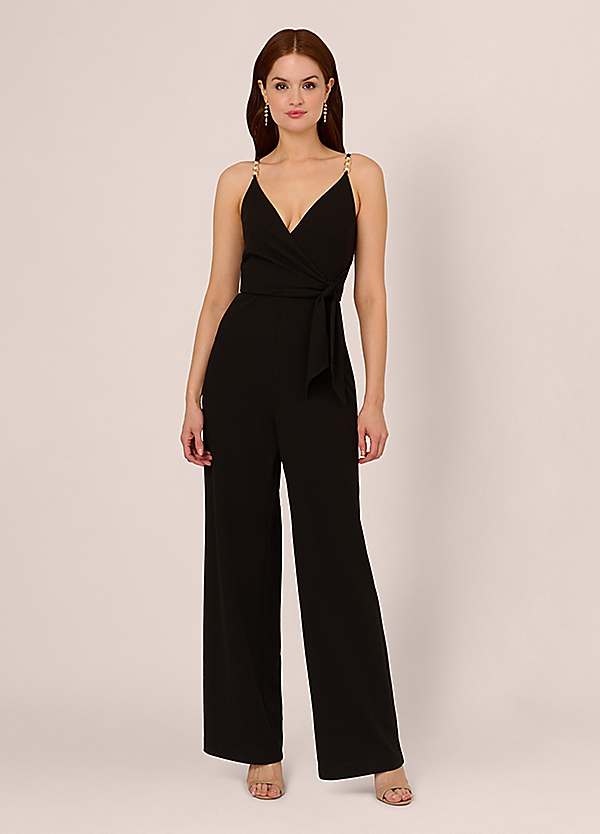 Adrianna Papell ★【ジャンプスーツ】Jumpsuit With Skirt Sleeveless Asymmetrical Jumpsuit In Midnight - Adrianna Papell