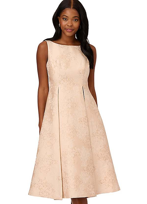 Adrianna Papell Textured Jacquard Flared Dress