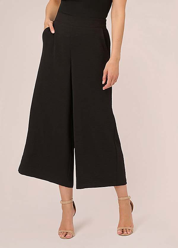 Adrianna Papell Textured Wide Leg Pull On Trousers with Slit