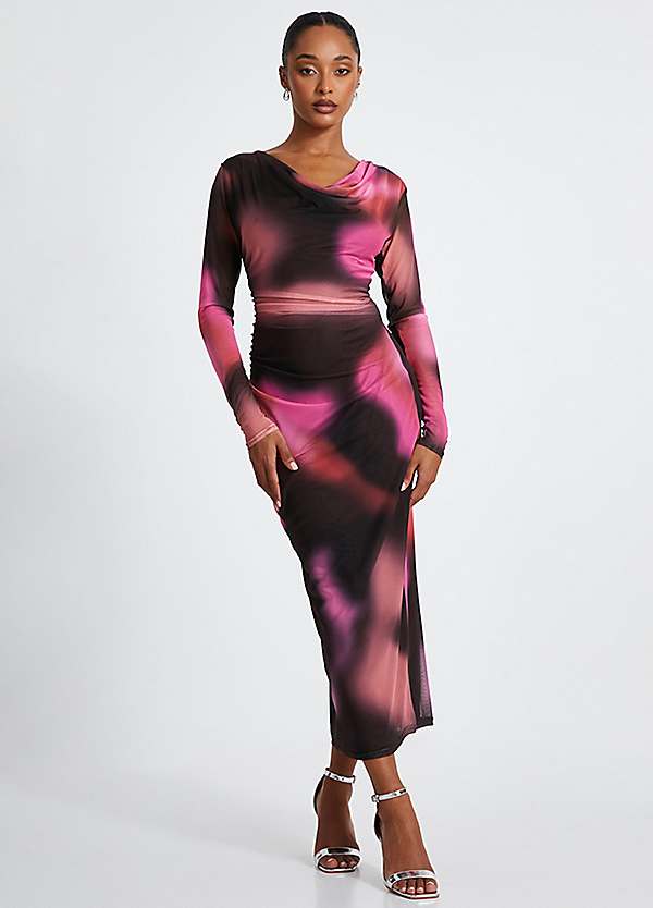 ladies metallic dress Xscape Womens Plus Drapey Maxi Evening Dress Purple 18W