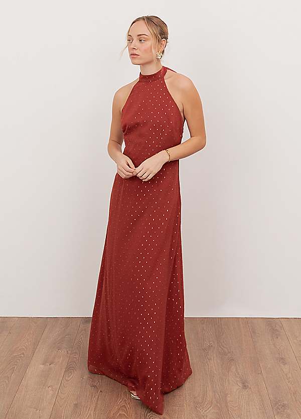 strapless open back dress Anaya With Love Recycled Polka Dot Halter Neck & Open Back Maxi Dress –  Maya Deluxe main image 1