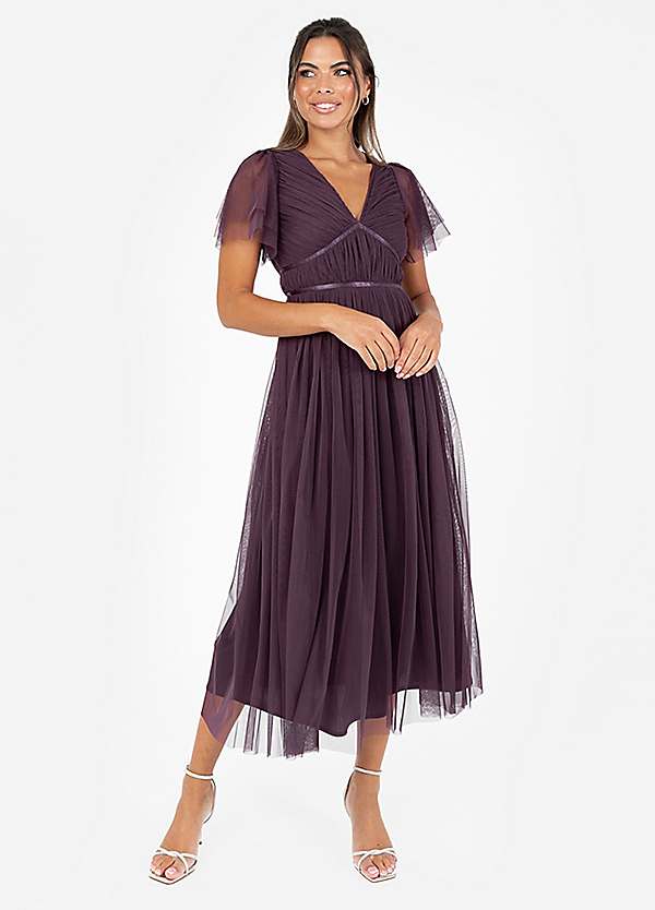 Anaya With Love Recycled Fig Ribbon Detail Midi Dress | Kaleidoscope