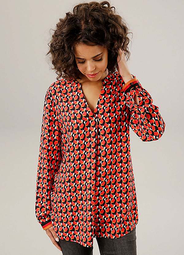 Cnlinkco Women's 3/4 Sleeve V-Neck Blouse - Chiffon Printed Loose Fit Tunic Top, Casual & Trendy - View #3