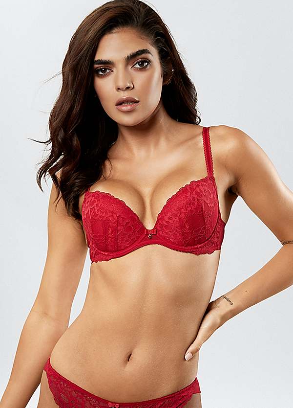 Ann Summers Sexy Lace Double Boost Push Up Cleavage Bra 32A~38DD Red