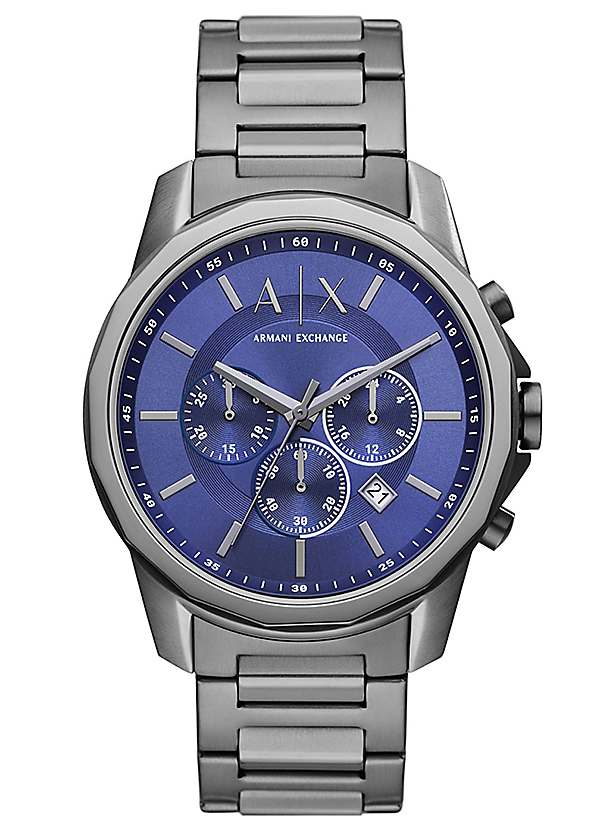 Armani silver watch 2024 blue face