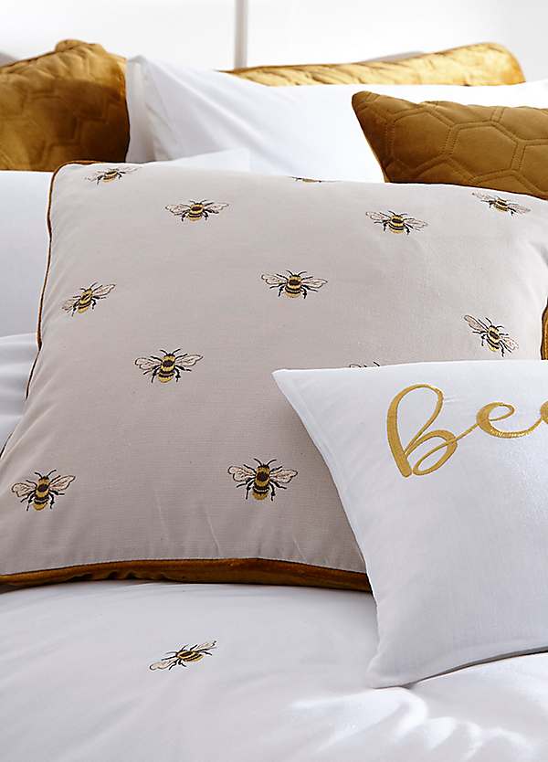 embroidered bee pillow