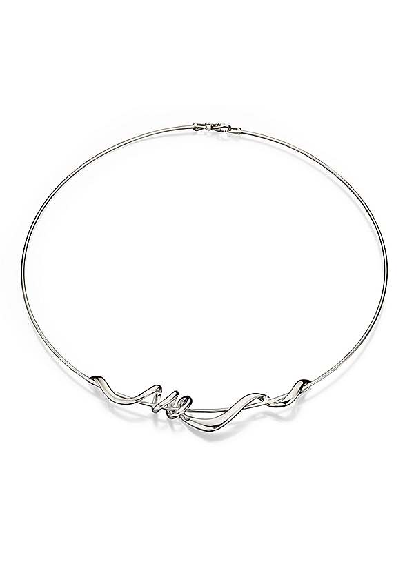 Beginnings Sterling Silver Twisted Design Torque Necklace