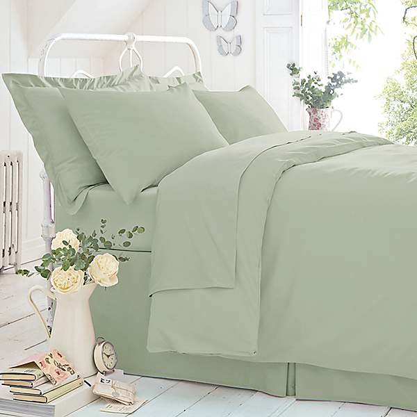 SITARA TRADING LTD T152 Frill Valance Sheet Easy Care Polycotton Plain Dyed Bedding Uk Bed Size Mint Green DOUBLE