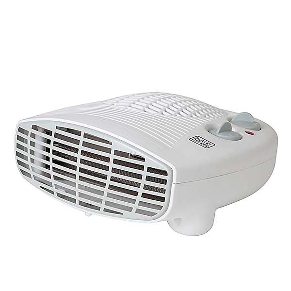 Black Decker 2KW Flat Fan Heater White