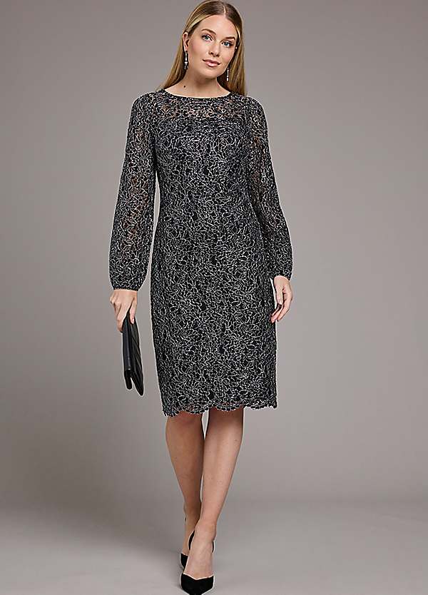 Black/Silver Lace Shift Dress by Kaleidoscope | Kaleidoscope