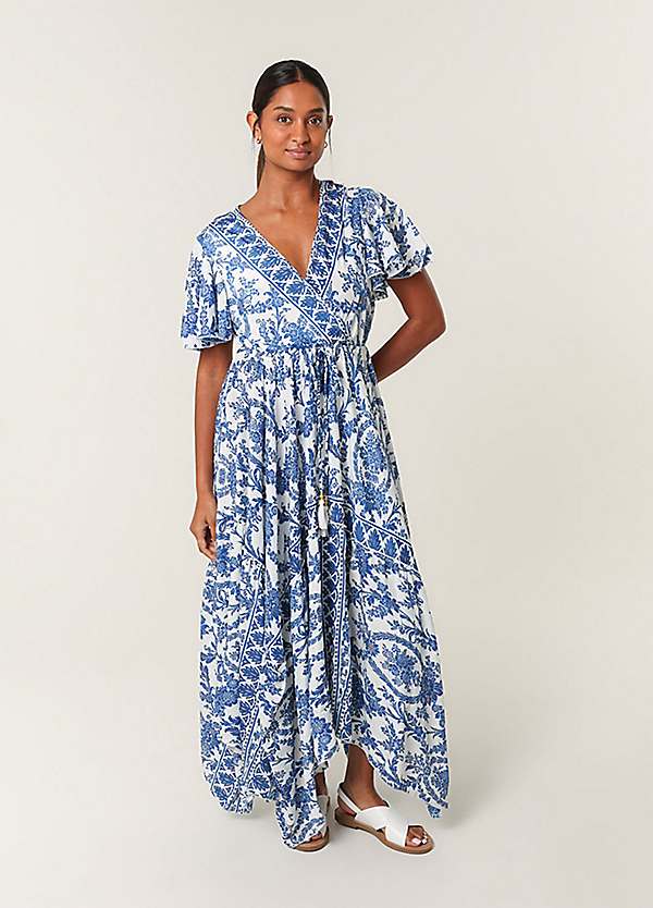 asymmetric hem wrap dress Blue Vanilla Asymmetric Hem Wrap Dress