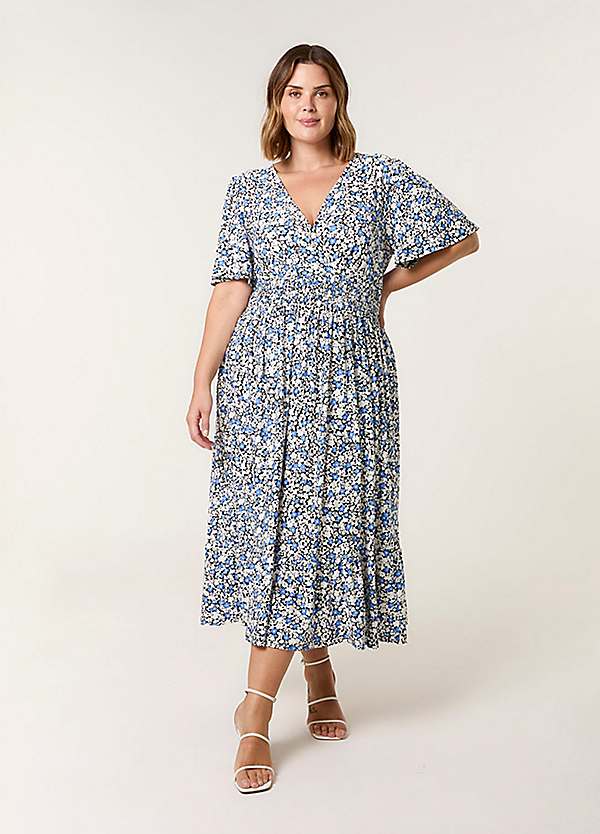bright blue blazer dress Blue Polka Dot Ava Maxi Dress main image 0