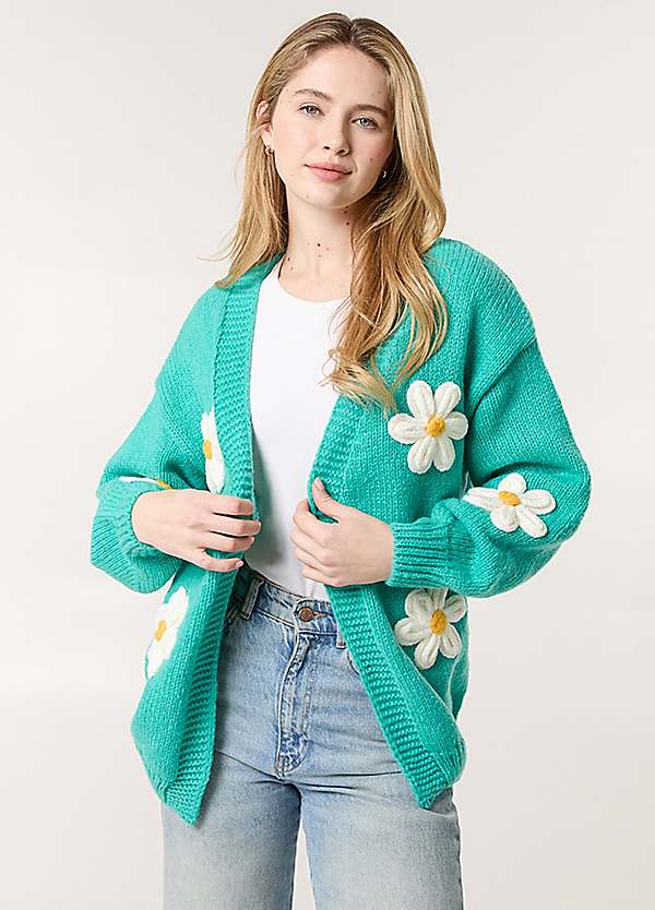bibiy daisy flower cardigan ❤︎ Dutsy Pink | Daisy Large Flower Cardigan | Blue Vanilla