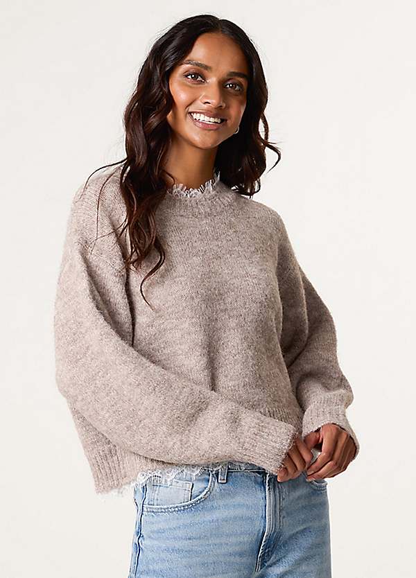 Blue Vanilla Lace Detailed High Neck Jumper Kaleidoscope