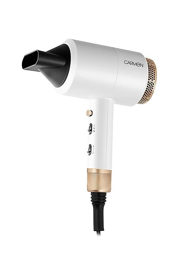 Carmen C81103PRL Lightweight Hair Dryer with Cool Shot, Concentrator  Nozzle, Removable Filter, 1800W Pearl White