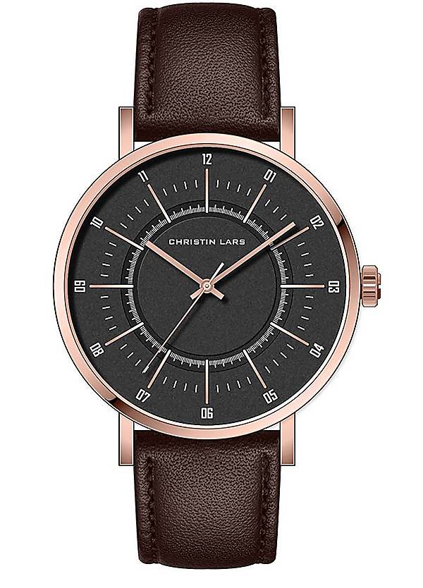 Christin Lars Mens Watch with Brown Strap Kaleidoscope