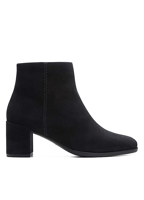 Clarks Black Suede Freva 55 Zip Wide Fit Ankle Boots
