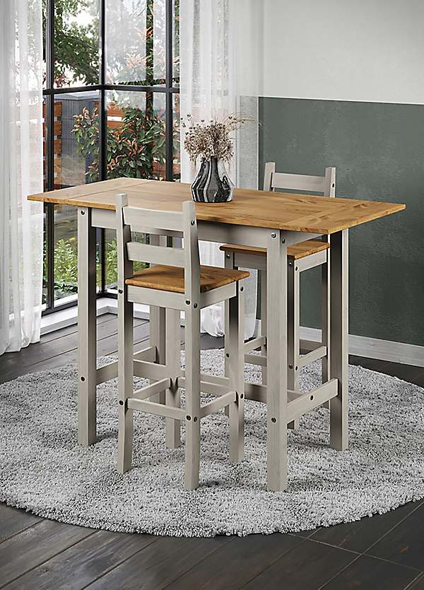 Corona Rectangular High Breakfast Bar Drop Leaf Table Bar Chair Set