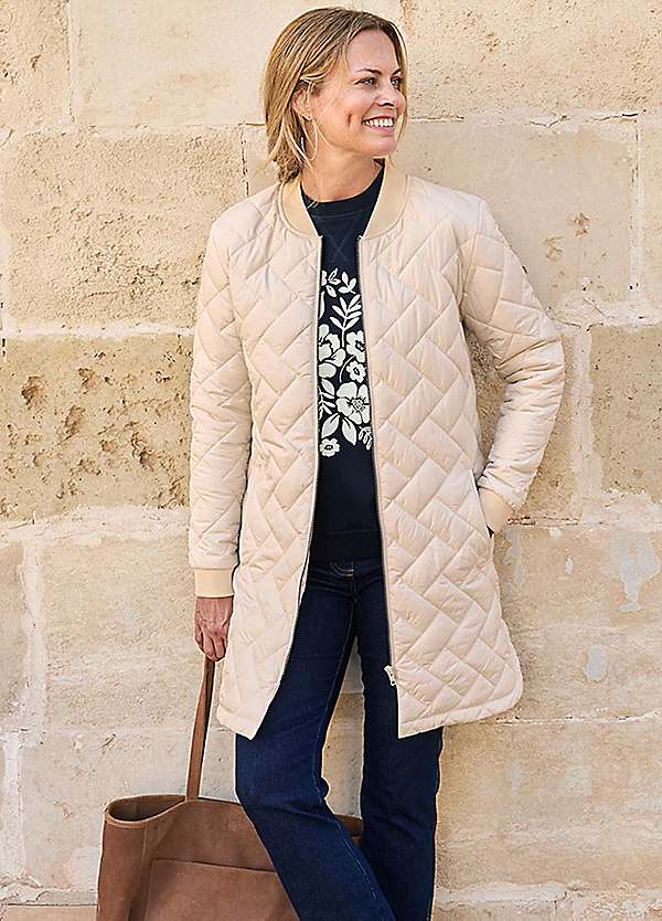 Cotton Traders Collarless Quilted Jacket Kaleidoscope