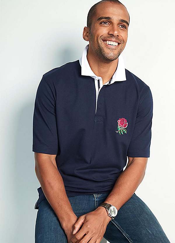 Cotton Traders England Classic Short Sleeve Rugby Shirt Kaleidoscope