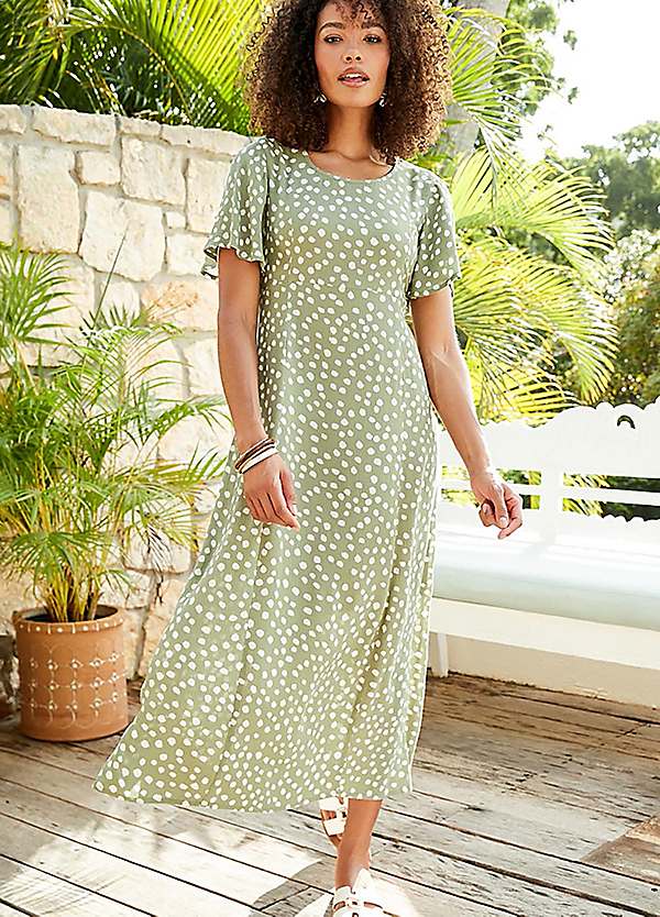 Cotton Traders Printed Crinkle Maxi Dress Kaleidoscope