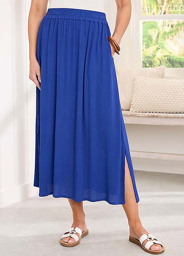 Cotton Traders Pull-On Crinkle Maxi Skirt Kaleidoscope