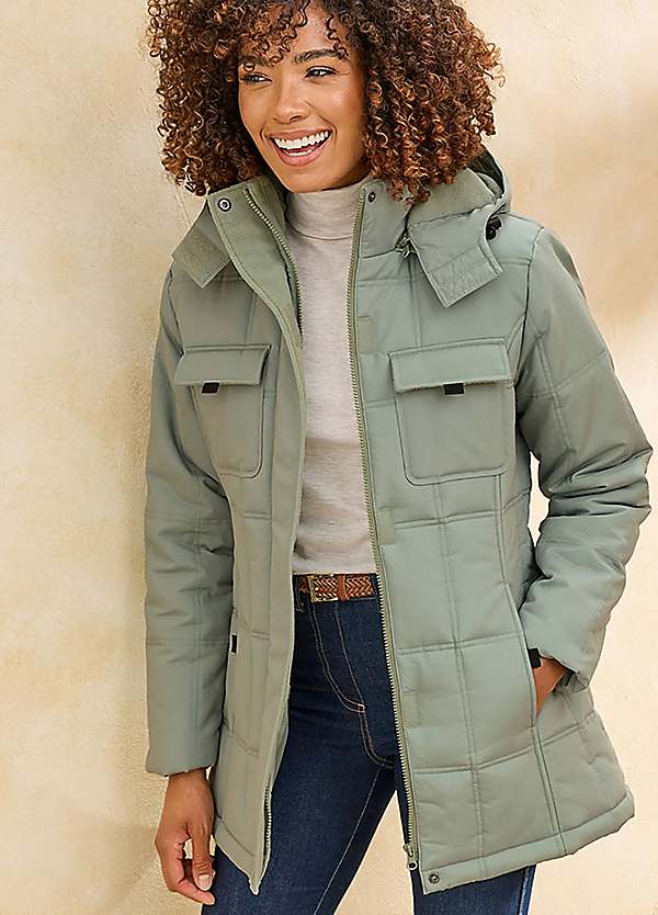 Cotton Traders Short Padded Hooded Coat | Kaleidoscope