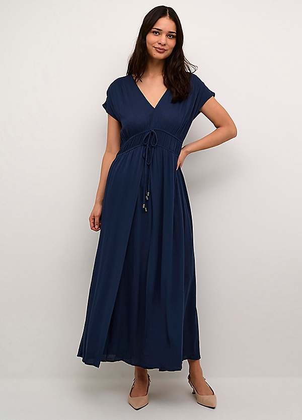 BELAROI Women's Plus Size Tie Dye Maxi Dress - V Neck, Short Sleeve, Side Pockets & Split, Loose Fit (Dark Blue, 3X) - View #8
