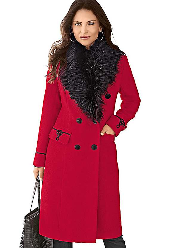 faux fur collar coat women's