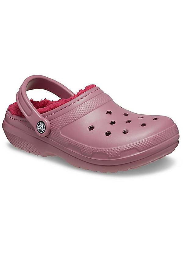 Pink fuzzy lined crocs online