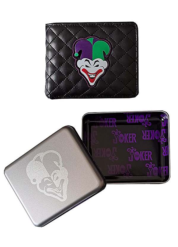 JOKER D レザーカードホルダー DC Comics Men's The Joker Wallet in Gift Presentation Tin