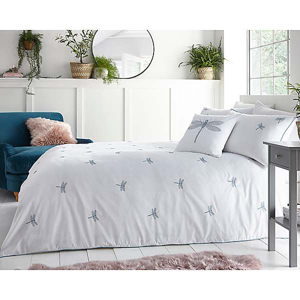Dragonfly Embroidered Duvet Cover, Dragonfly Duvet Cover Queen