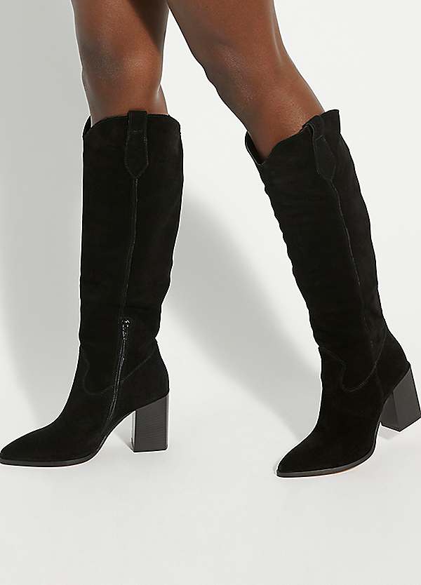 Dune London Tavern Black Suede Western Boots | Kaleidoscope