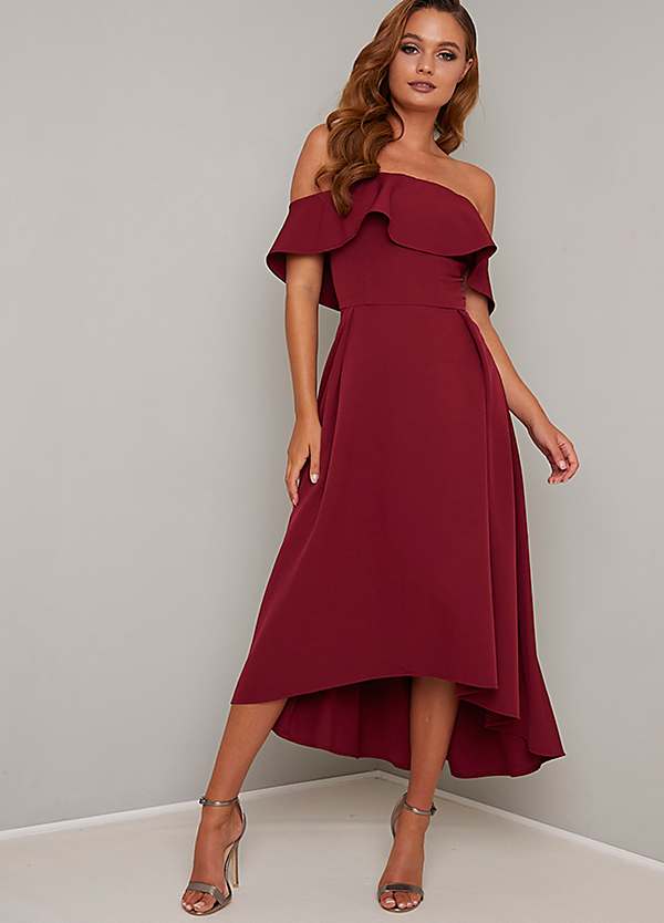 Ruffle dip outlet hem dress