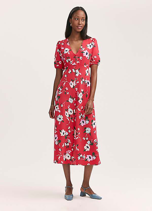 Red Floral Wrap Dress Ax Paris Chiffon Printed Dress AX Paris