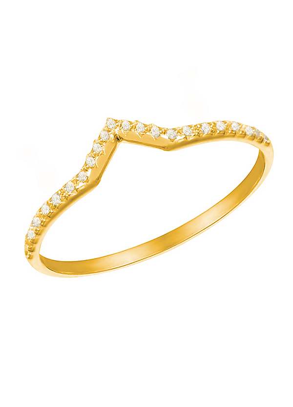 For You Collection 18ct Gold Plated Sterling Silver CZ Wishbone