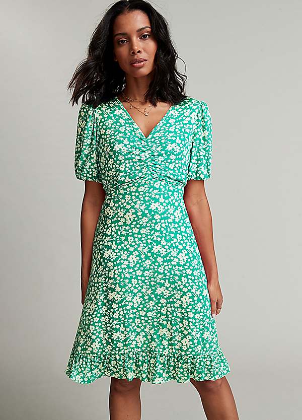 Nordstrom Anniversary Polka Dot Dress Nordstrom Freemans Green Floral Print  Jersey Tea Dress Kaleidoscope