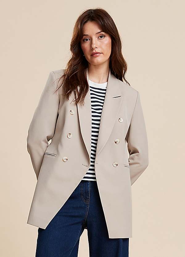 Double breasted longline on sale blazer