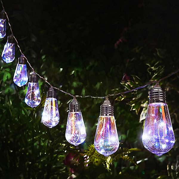 iridescent solar string lights